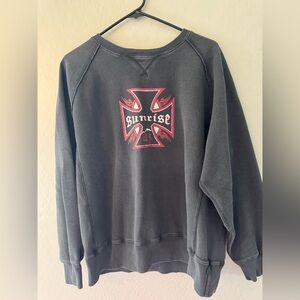 J. America Black Crewneck Sweatshirt with Red Graphic Crest vintages